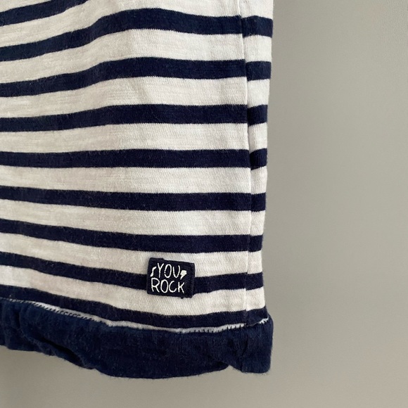 Zara Baby Boy Boxy Navy Blue & White Stripes You Rock T-Shirt size 2-3 (98 cm) - Picture 3 of 5